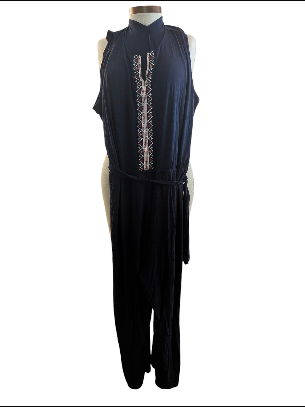 Stretchy Navy Plus Size Jumpsuit